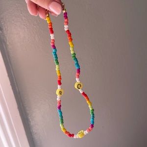 Rainbow Smiley Beaded Necklace :)